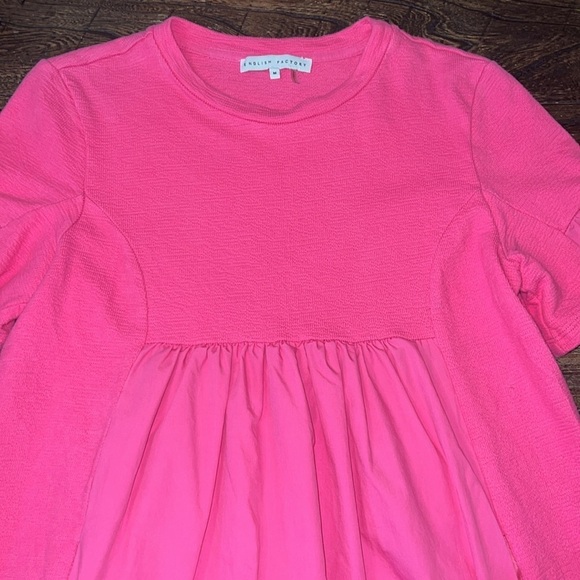 English Factory Pink Shift Dress Size Medium M Casual Preppy Mini Short Sleeve - Picture 6 of 11